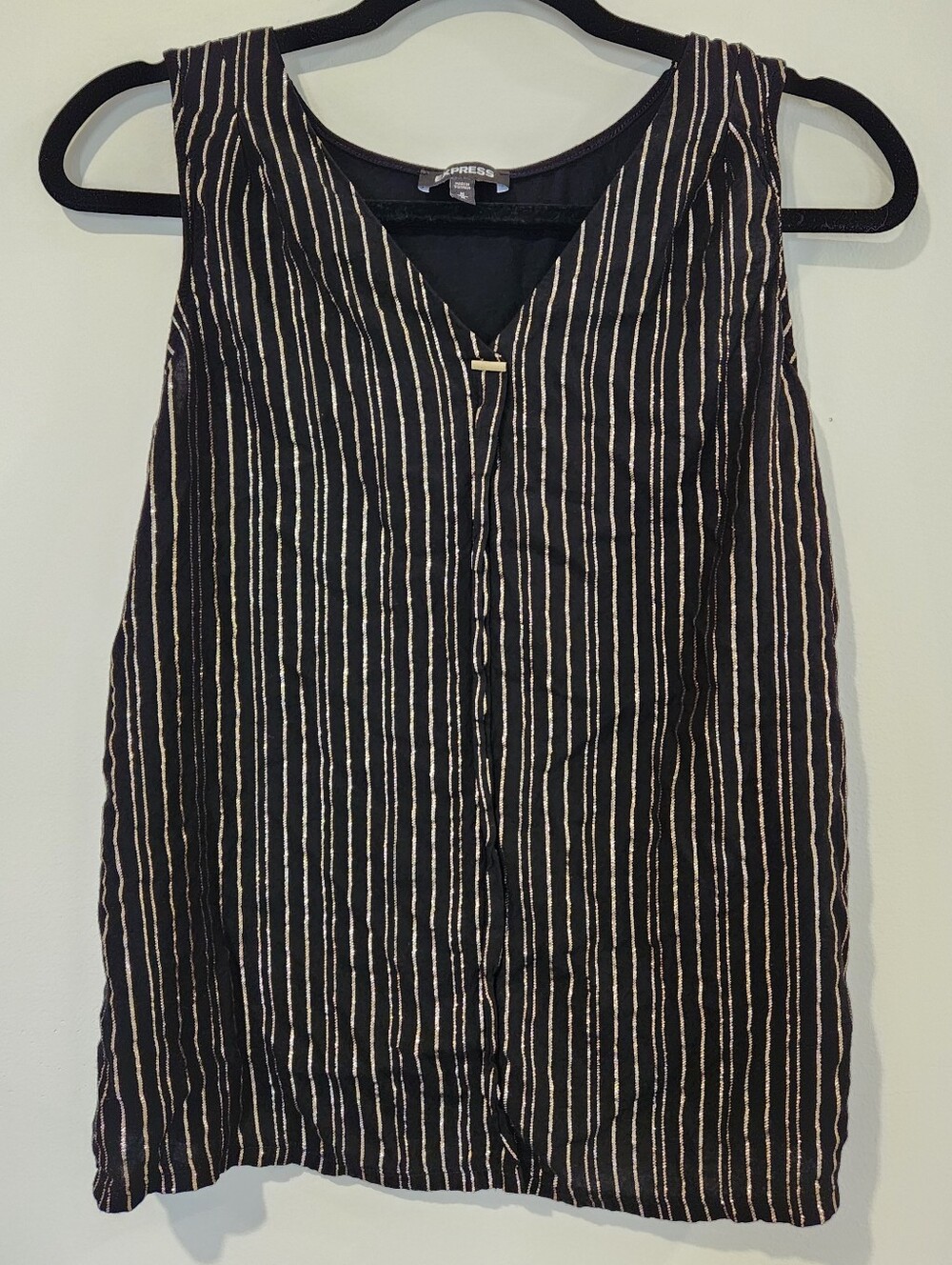Express Black Tank with Gold Pinstripe Accent and Front Bar